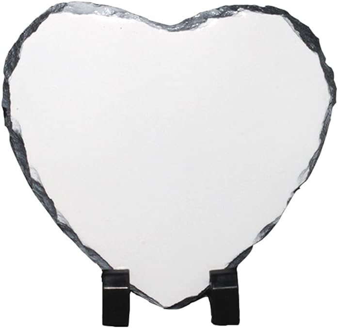 Heart-shaped photo slate with black Stand on a white background