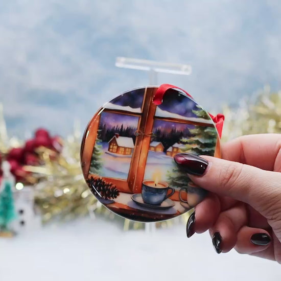 Video Showcasing a Christmas scene tree decoration
