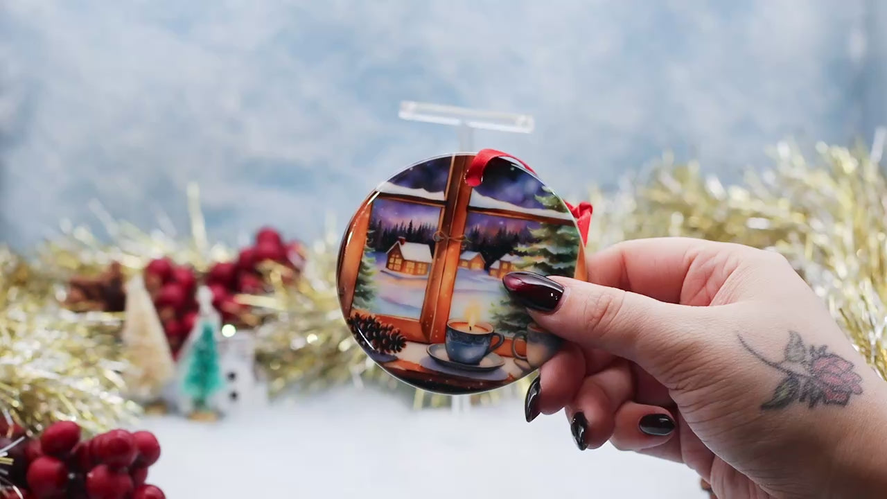 Video Showcasing a Christmas scene tree decoration