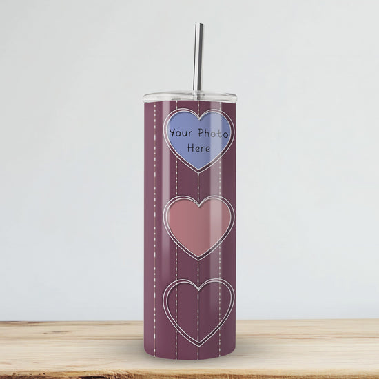 Video Showcasing a custom made three photograph tumbler in deep red-burgundy 