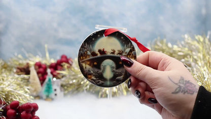 Santa Sleigh Ride Scene Ornament