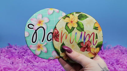 Custom Name Flower Wrap Round Coaster