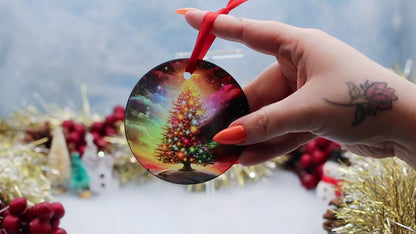Rainbow Tree Glass Christmas Ornament